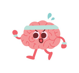 Running brain, brain anthropomorphic concept character illustration.