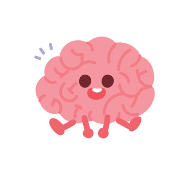 Newborn baby brain, brain anthropomorphism concept character illustration.