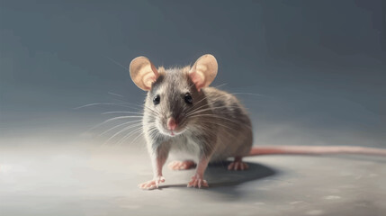 Cute gray little mouse isolated.Gray rat closeup vector. Veterinarian consultation. Rodent specialist. Smart rodent. Rat pet.