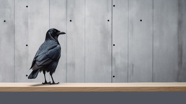 crow on a fence HD 8K wallpaper Stock Photographic Image
