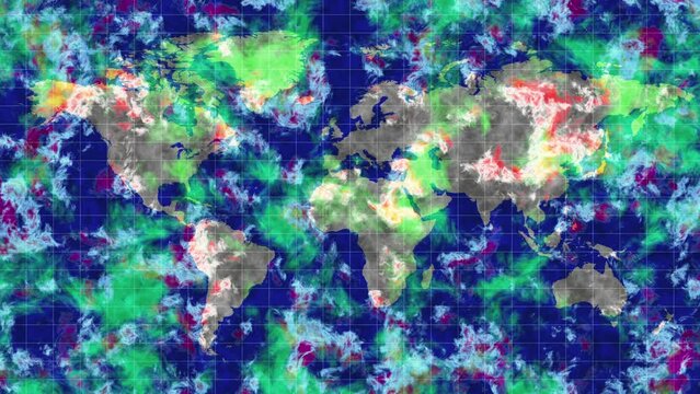 Concept of Weather Radar World Map,Grid, Global Warming and Environmental Protection, Storm, Hurricanes, Satellite