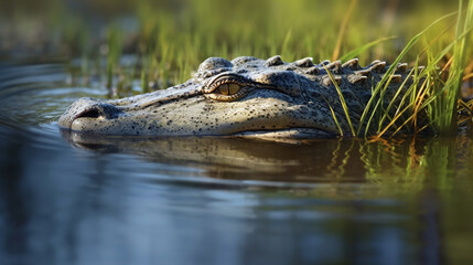 crocodile in the water HD 8K wallpaper Stock Photographic Image