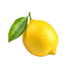 Fresh yellow lemon whole fruit transparent background
