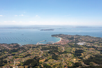 Fototapeta premium Barbanza and Ria de Arousa. Aerial photography. Galicia, La Coruña, Spain. South side