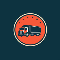 Truck and Stars Vector Logo
