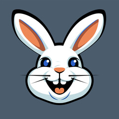 Cute face of hare or rabbit in cartoon style, children's book character, vector illustration