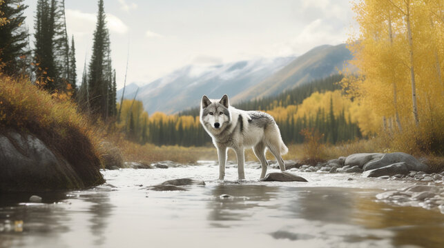 dog in water HD 8K wallpaper Stock Photographic Image
