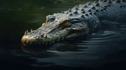 Obraz premium crocodile in the water HD 8K wallpaper Stock Photographic Image