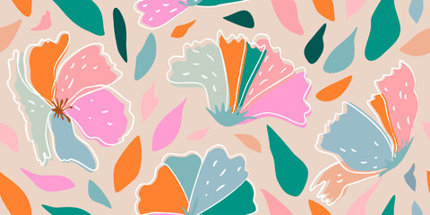 Abstract background with beautiful colorful flowers.Background for design textile, covers, promotional materials and more.Vector illustration.