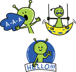 Green Extraterrestrial Delight: Playful and Cheerful Aliens