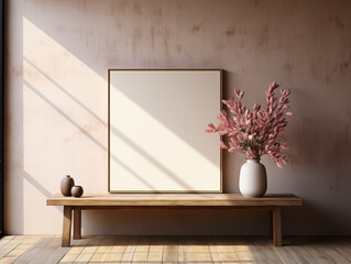 Mockup Frame In Hallway Interior Background 3d, Mockups Design 3D, High-quality Mockups, Generative Ai