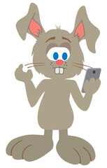 Cartoon Rabbit with Cell Phone