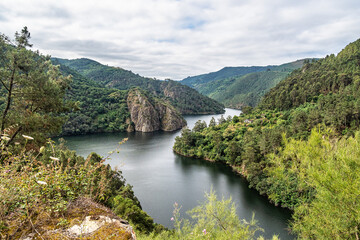 Fototapeta na wymiar View of Canyon del Sil from Miradoiro da Erbedeiroin in Parada de Sil in Galicia, Spain, Europe