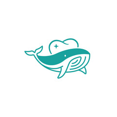 whale and teeth minimal logo design