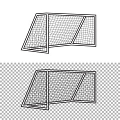 football goal line vector illustration, isolated on white background, side view, editable stroke.