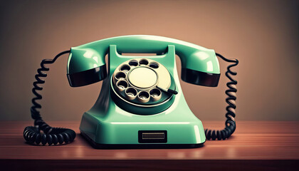 Unusual retro telephone with copy space Digital art