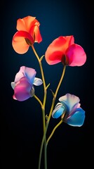 Fototapeta na wymiar Abstract flower wallpaper with dark background, backlit photography