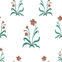 Watercolor illustrations plants in medieval style. Seamless pattern hand drawn on a transparent background.