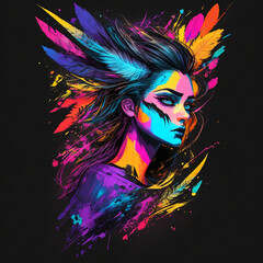 Naklejka premium girl Digital image - T-Shirt Art Decide on the style and theme you want for your T-shirt art. Consider whether you want a realistic.