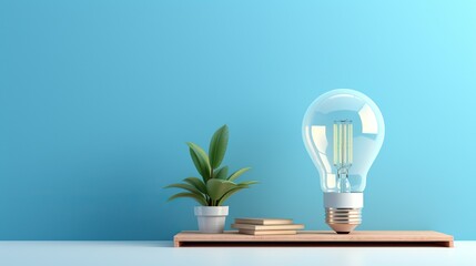 light bulb on blue background