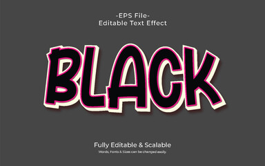 Black style 3D text effect editable template