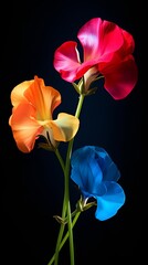 Obraz premium Abstract vertical flower wallpaper with black background
