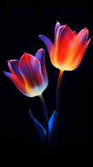Abstract vertical flower wallpaper with black background