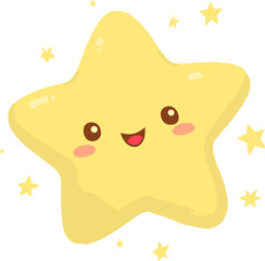 A Little Cute Kawaii Charming Kid Character Shining Star Design (Best use Decoration for Template, Poster, Card, etc.)