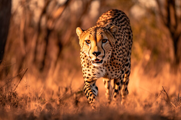 A hunting cheetah shot