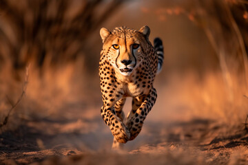 A hunting cheetah shot - obrazy, fototapety, plakaty