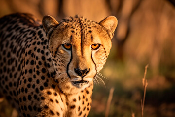 A hunting cheetah shot