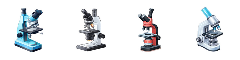 Microscope clipart collection, vector, icons isolated on transparent background