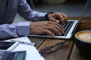 Businessman working on laptop