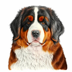 Bernese dog portrait, realistic.