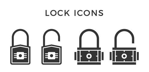 Cosed and opened lock icons, vector eps10 illustration