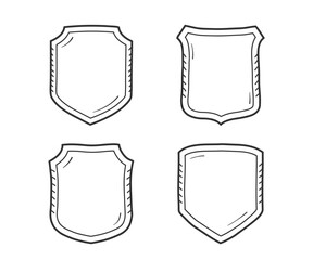Hand drawn shield icons, doodle style, vector eps10 illustration