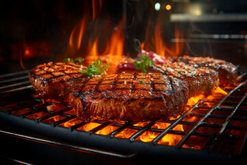 grilled meat on the grill.generative ai