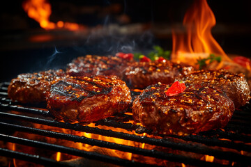 grilled meat on the grill.generative ai