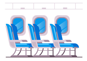 Airplane aircraft cabin inside interior concept. Vector design graphic illustration
