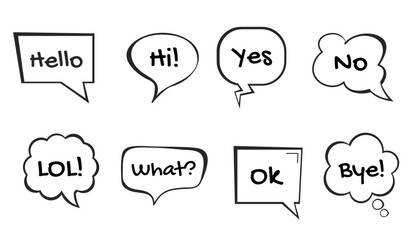 Speech bubble talk comic balloon dialog text abstract set. Vector design graphic illustration