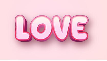 Love text effect, editable creative pink lettering concept