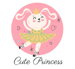 Fototapeta premium Princess animal character ballet dance concept. Vector design graphic illustration
