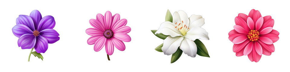 Flower clipart collection, vector, icons isolated on transparent background