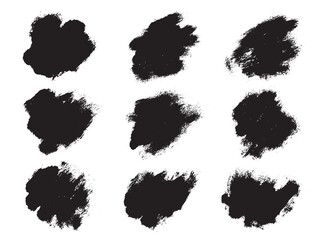 Black paint brush strokes isolated on white background. Paintbrush set template. Grunge texture effect. Graphic design elements grungy painted style concept for banner, flyer, cover, brochure, etc
