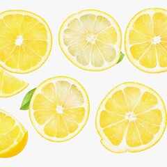 lemon slices isolated on white background. Generative Ai 