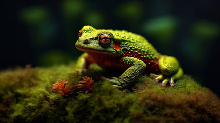Obraz premium frog in the grass HD 8K wallpaper Stock Photographic Image
