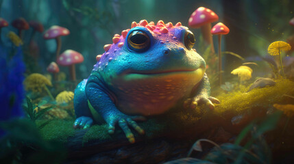 Fototapeta na wymiar The Spectacular World of the Chubby Frog. Generative AI