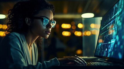 Fototapeta na wymiar Woman looking at Computer Screen