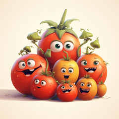 a group of tomato character