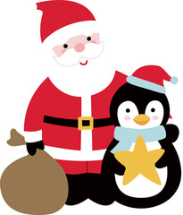 santa claus and penguin